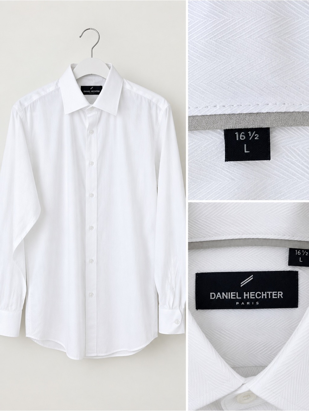 Daniel Hechter White Men's Dress Shirt with Point Collar